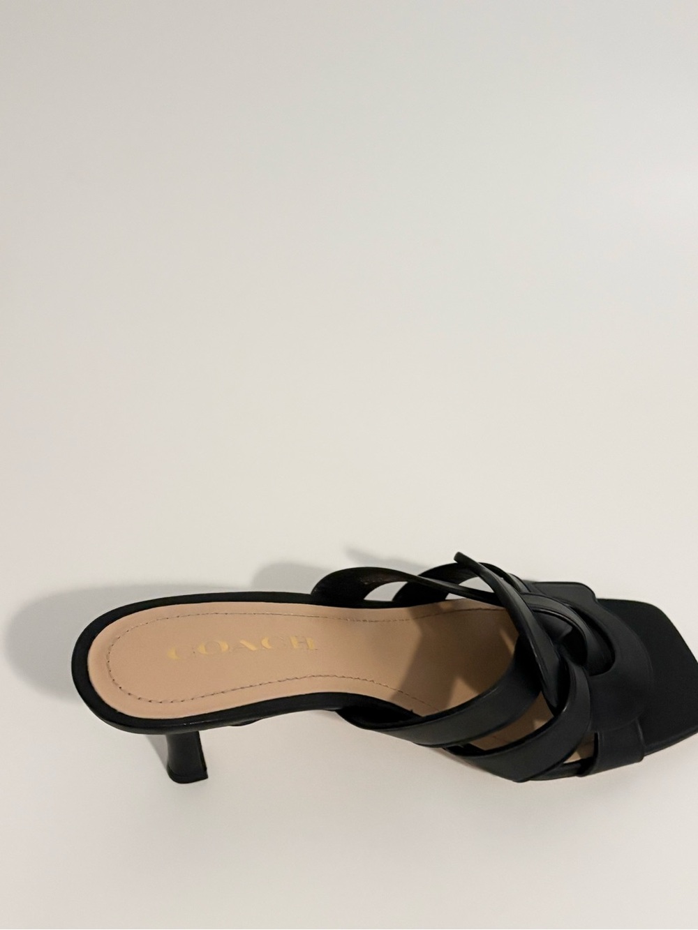 COACH - Black Leather Knotted Slide Heel - Women's Sandals - Picture 9 of 14